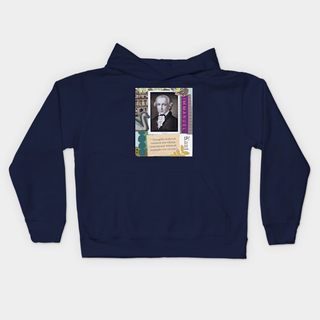 Immanuel Kant portrait and quote: Thoughts without content are empty, intuitions without concepts are blind. Kids Hoodie by artbleed